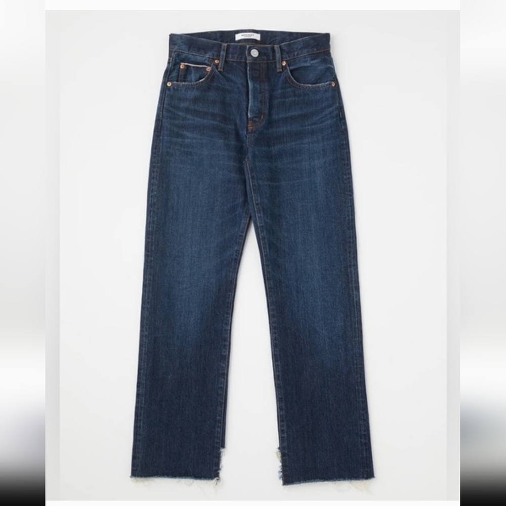 Moussy Vintage Straight Dark Wash Ankle Slit